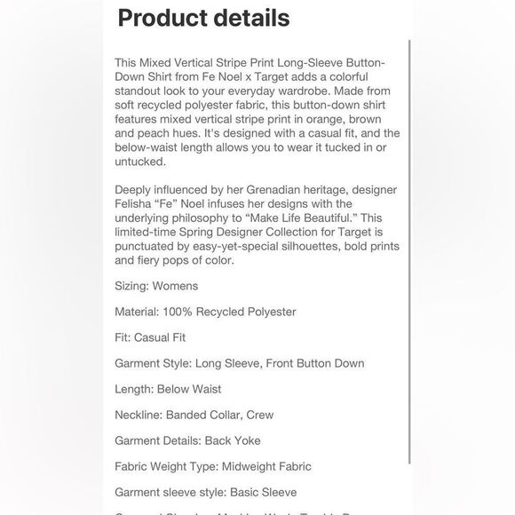 Fe Noel X Target Vertical Striped Button Down Shirt NWT - Picture 6 of 6